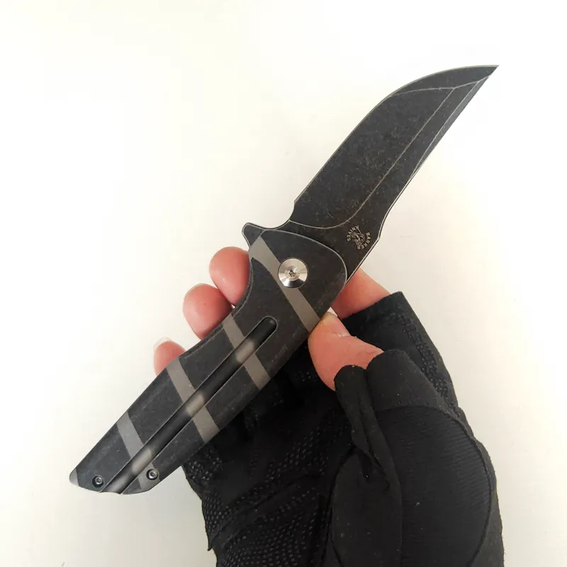 Begränsad anpassad version Barker Knives Hokkaido fällkniv Personligt titanhandtag M390 Blad Fickknivar Utomhuscamping Jaktverktyg Taktisk EDC
