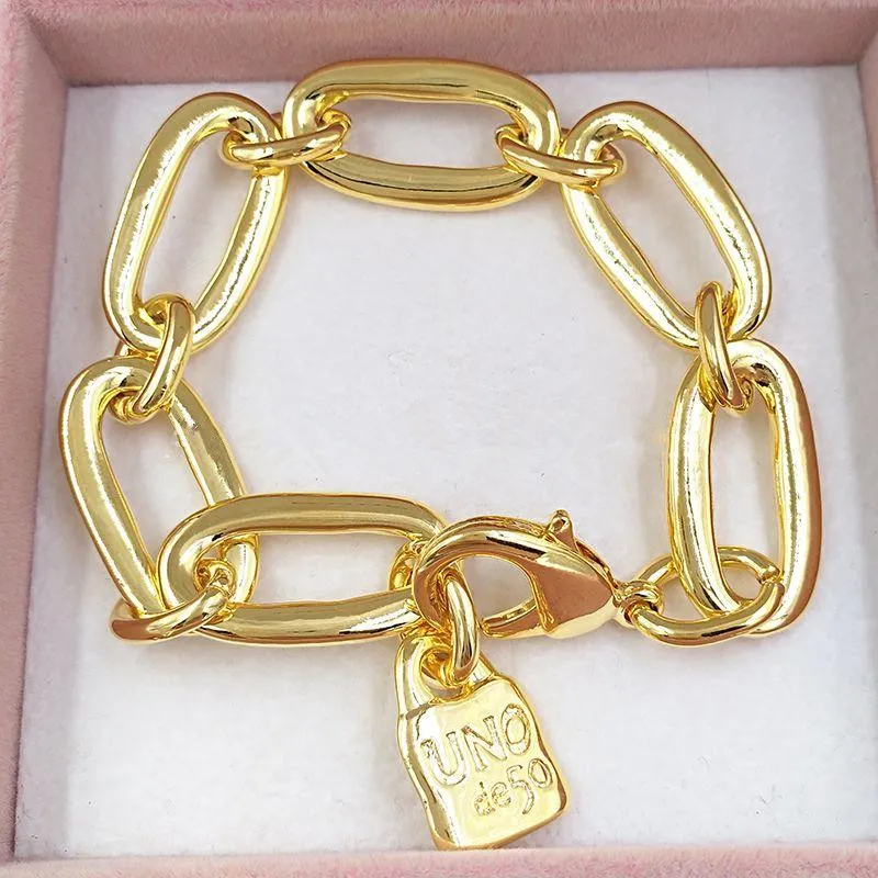 Nuovo braccialetto autentico in oro Fantastici braccialetti dell'amicizia UNO de 50 Gioielli placcati adatti al regalo in stile europeo donne uomini PUL0949OR5985761