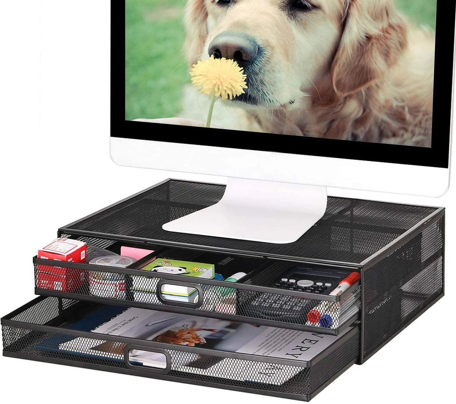 Monitor Stand Riser With Drawer Metal Mesh Desk... From Promic, $85.7 ...