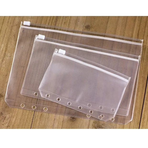 PVC Binder Прозрачная молния хранение сумка 6 отверстие водонепроницаемый канцелярские сумки офисные путешествия портативный документ SACK A5 / A6 / A7 T3I51578