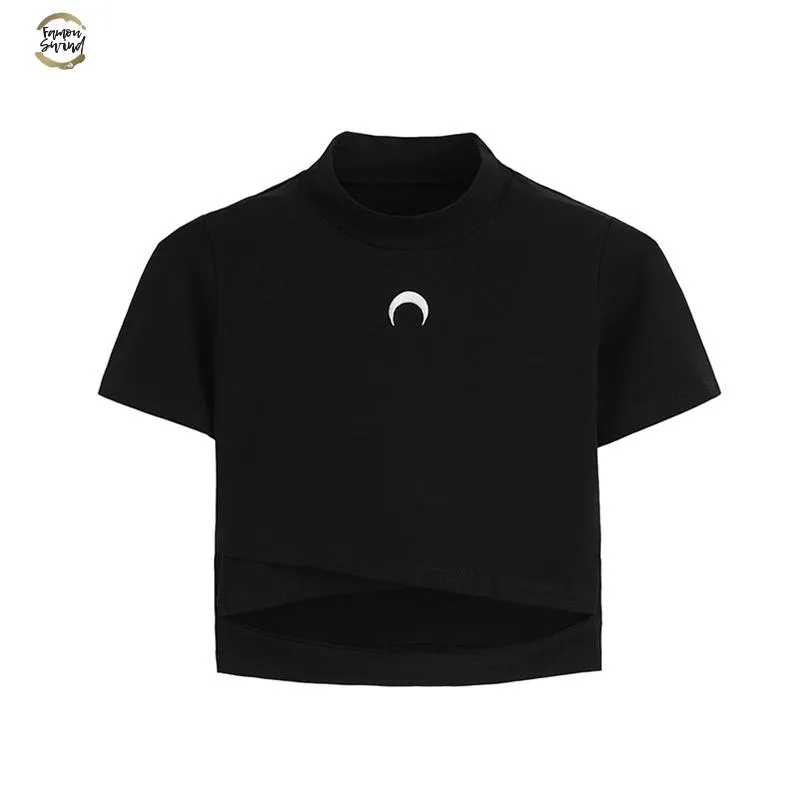 Camicia Donna T-shirt Moon Top Tee For Gothic Girl Pastel Goth Abbigliamento estetico T-shirt corta in cotone