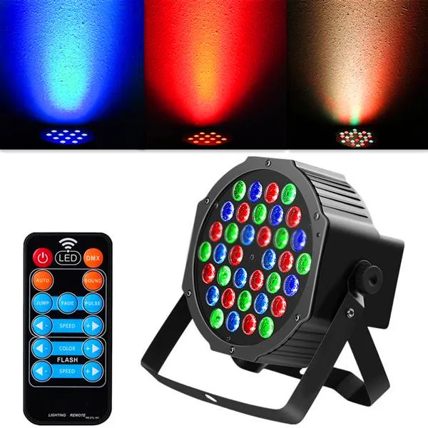 New Design 36W 36-LED RGB Remote/Auto/Sound Control DMX512 High Brightness Mini DJ Bar Party Stage Lamps *4 High quality Stage Par Lights