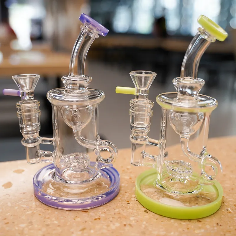 Hoofddienst Glazen Bongs Douchekop Percolator Torus Bong Oil DAB RIGS Recycler PERC 14mm Vrouwelijke verbinding met Kom Hookahs XL-2071