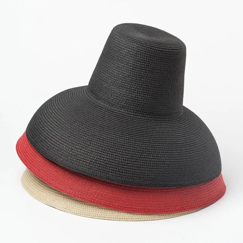 Womens High Top Floppy Lamp Straw Gardening Hat With Wide Brim And Sunshade Red Black Beige Foldable Straw Cap For Summer Beach And Travel Anti UV Y200602 From Shanye08 19.5 DHgate.Com