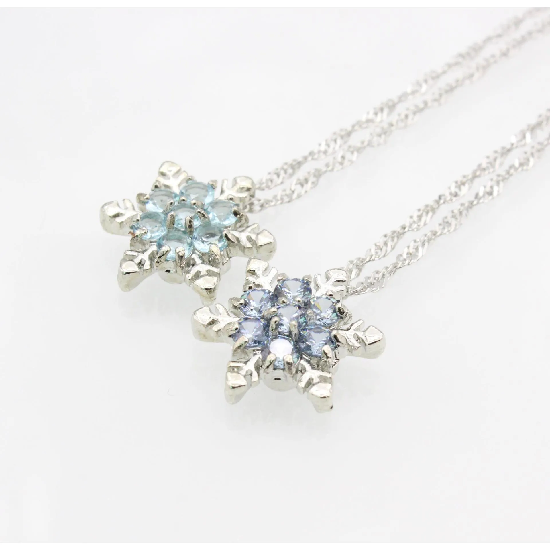 Frozen Natural Gem Necklace Silver Plated Zircon Crystal Snowflake Halsband Kristus Sqceep Queen66