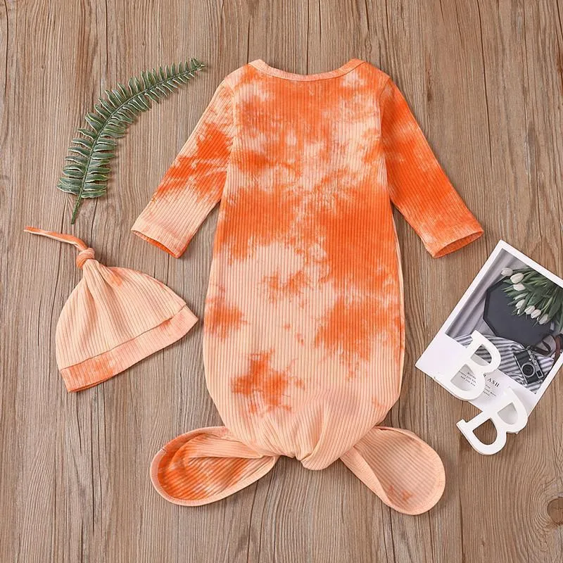 Newborn Baby Swaddle Blanket Hat Sleep Bag Wrap INS Toddler Sleep Sacks Infant Tie Dye Sleep Bag Photography Prop