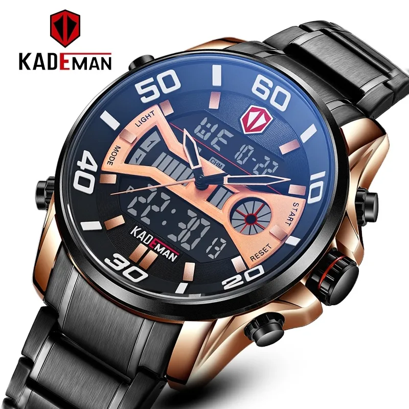 Montres Hommes 2020 Nouveau Sport Montre Numérique pour Hommes Montres À Quartz Automatique Date Casual Mâle Horloge Noir Montre En Acier Cadeau T20197K