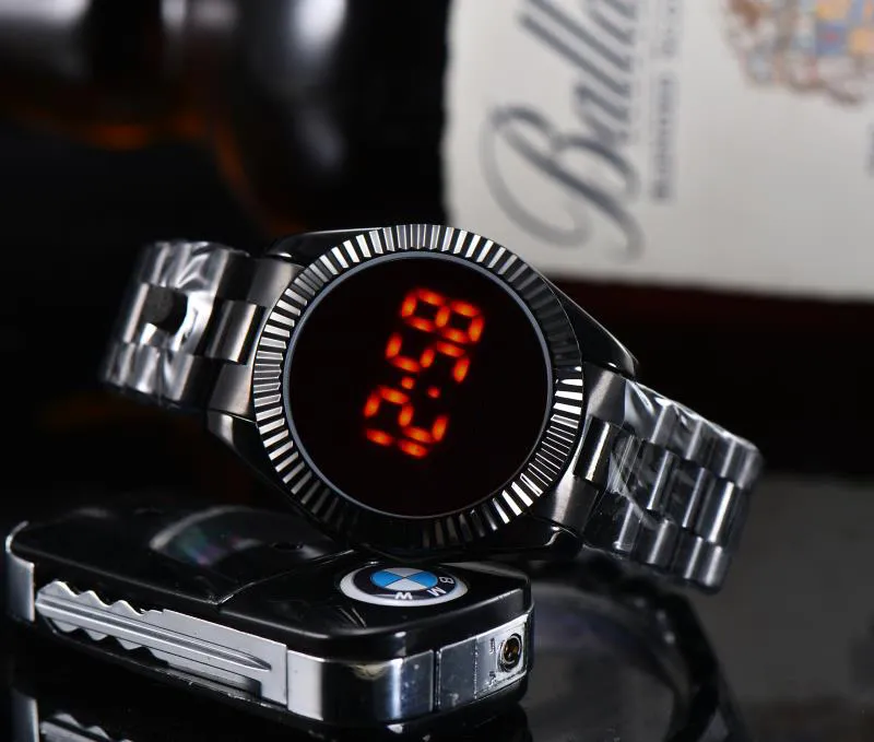 Metal led on sale watch