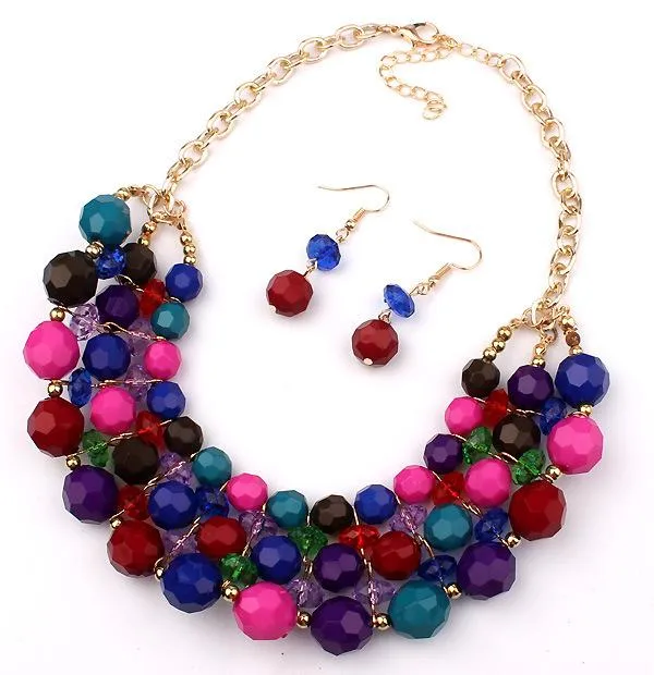 Statement Necklaces for Wedding Indian African Fashion Beautifully Necklace and Earrings Bridesmaid Jewelry Sets