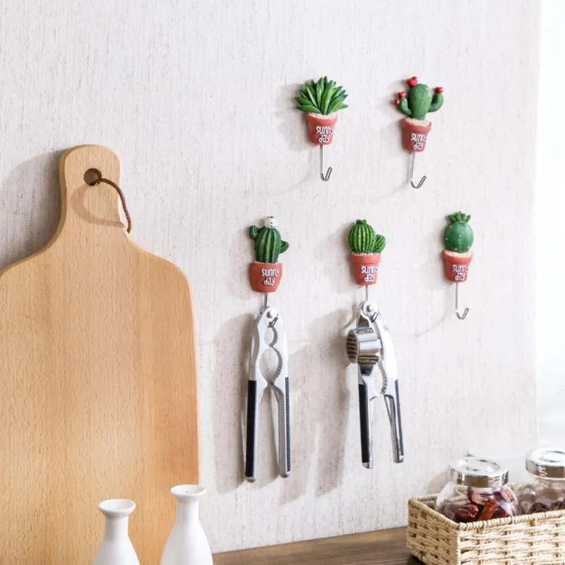 Hooks Rails 1pc Cactus Shape Hangers nyckelhållare vägghängare kappa kläder handduk krok hus arrangör hem dekoration1