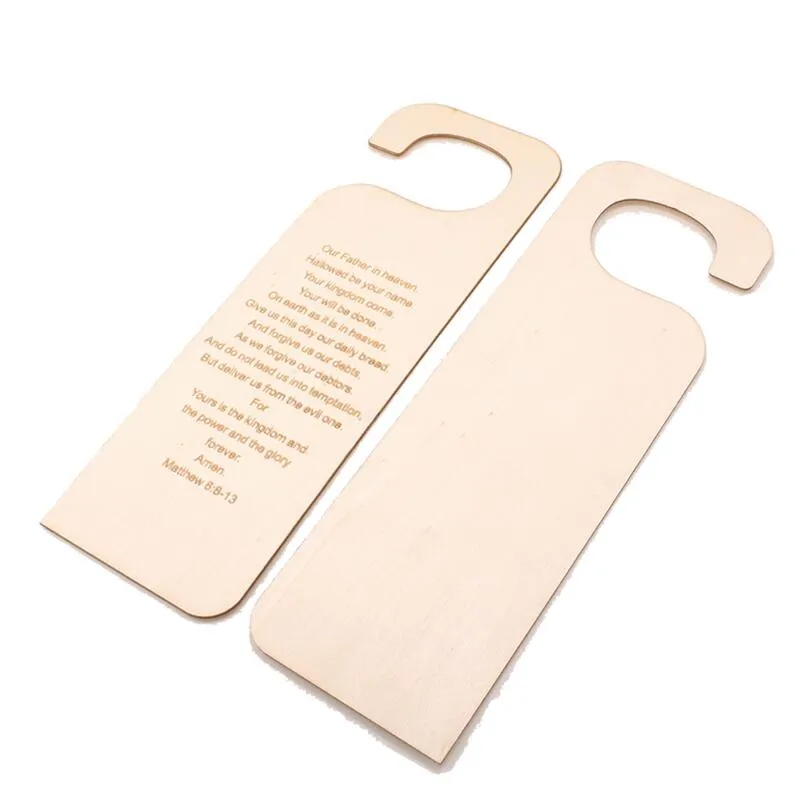 Houten Deurklink Hanger Gegraveerd Pasen Houten Deurknop Teken Plain Blank Craft Plaque Decoratie Deur Tag LX3463