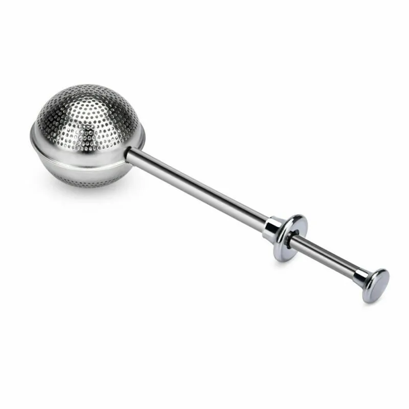 100 stks 18 cm roestvrij staal lepel intrekbare bal vorm metalen vergrendeling kruid thee zeef-infuser filter squee