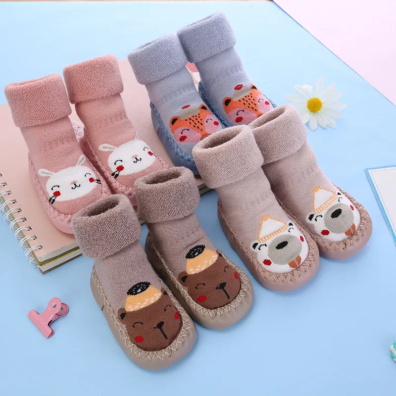 Baby Winter Animals Print Socks Toddler Baby Girls Boys Cartoon Fox Rabbit Bear Animal Thick Warm Anti Slip Sock 20220304 H1