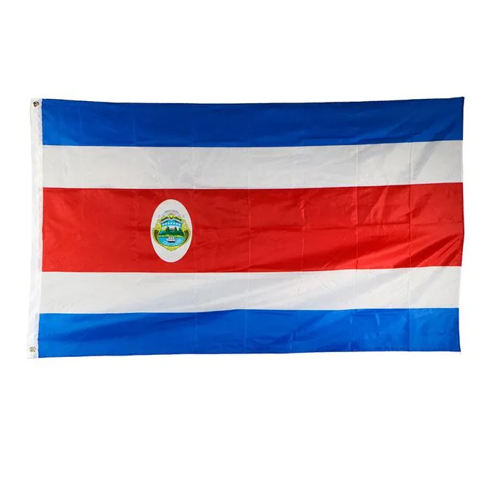 Коста-Рика Африка Флаг Высокое Качество 3x5 FT Национальный баннер 90x150 см Party Party Gift 100D Полиэстер Внутренний Открытый Наружные Флаги и Баннеры