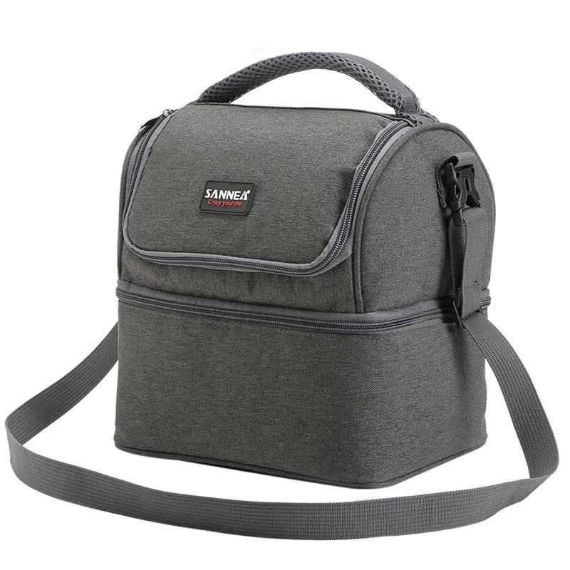 Double Deck Insulated Tumi Lunch Bag Women Thermal Large Capacity