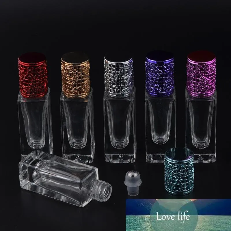 Botella de perfume 7ML Mini recargable con tapa de cristal coloridas vacías de aceite de embalaje Botellas esenciales con la bola de metal Rodillo