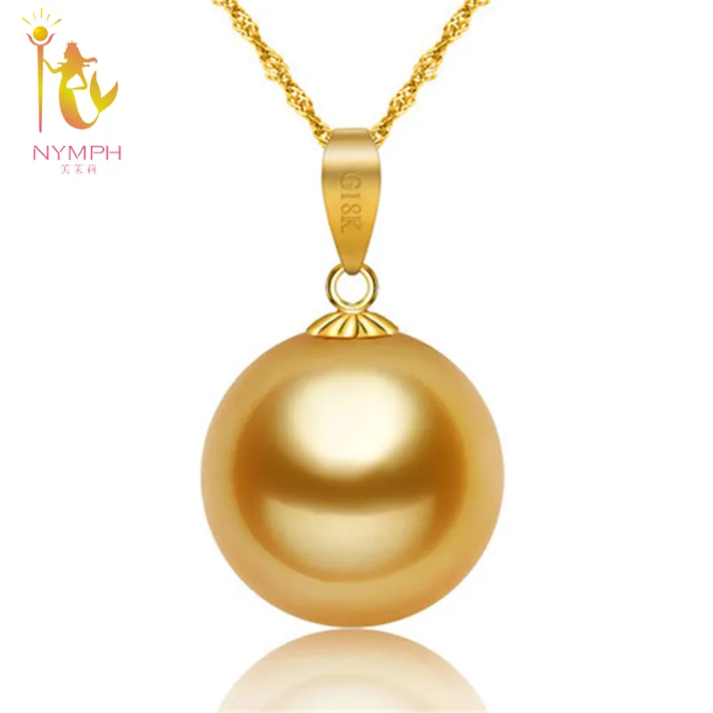 Nymph Fine Smycken Natural Southsea Pearls Pendant 18K Gold Tillbehör och skickad Silver Chain DG01