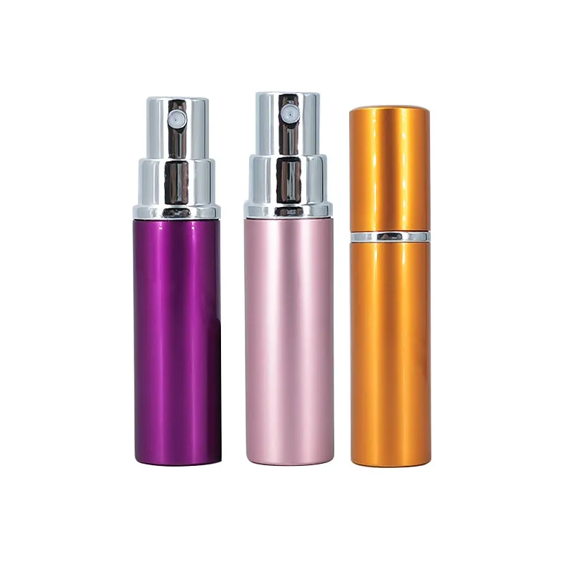 Bouteille de parfum en aluminium anodisé de 5 ml, atomiseur de parfum compact, bouteille de parfum en verre, bouteille de pulvérisation de maquillage rechargeable de voyage DH9888