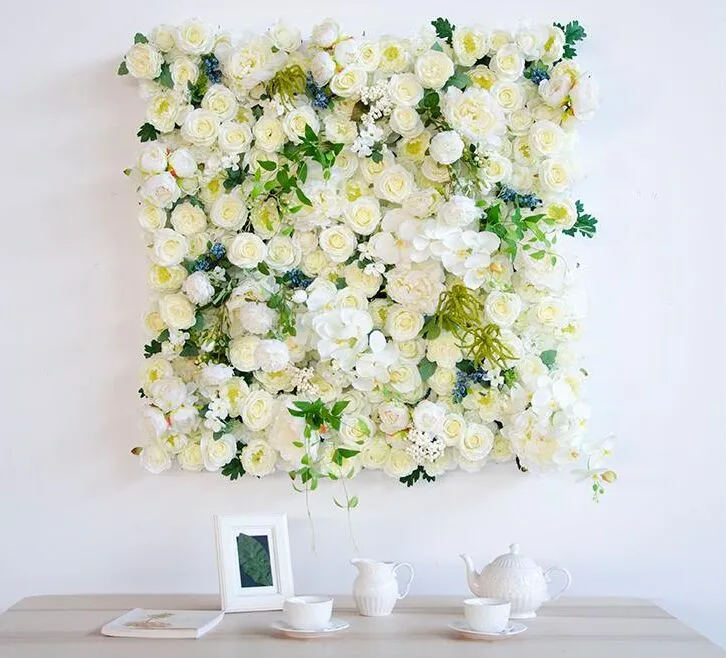 1m*1m artificial flower wedding decoration background wall silk rose Peony hydrangea tulip mix plant simulation flowers row