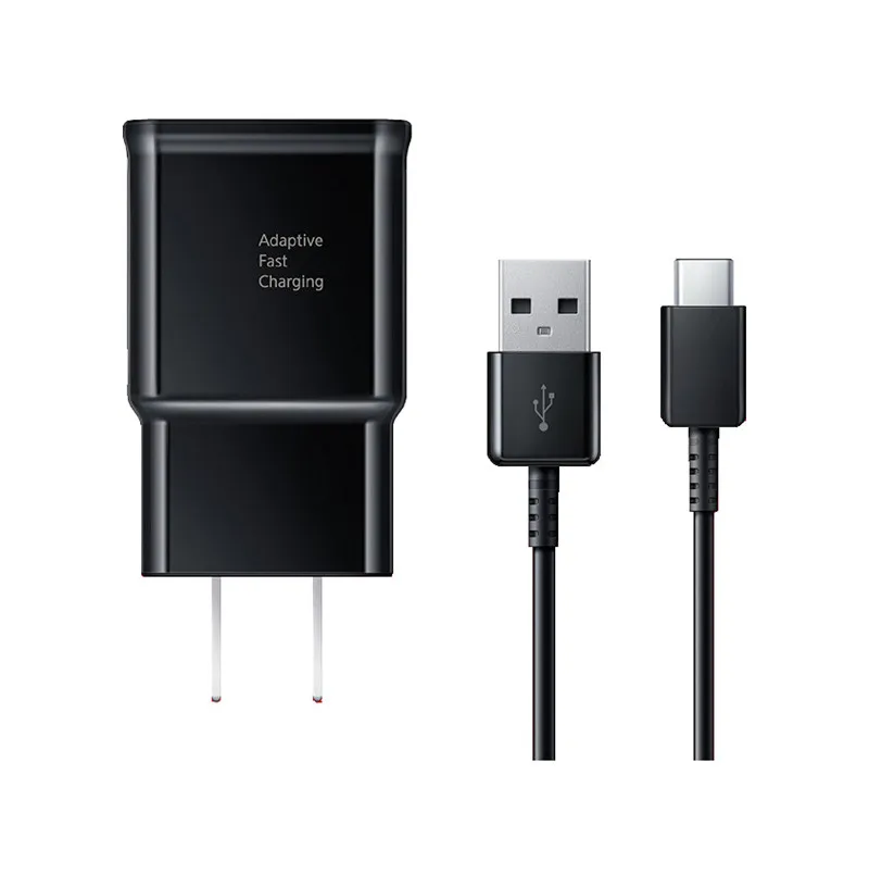 2in1 Comincan Usb Fast charger Per S6 S8 S10 9V 2A US EU plug Adattatore da parete da viaggio completo 2A dock di ricarica domestica con cavo nero di tipo c opp bag