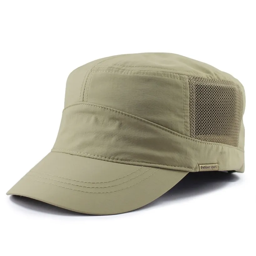 Oversize Mesh Flat Top Cap Adult Summer Outdoor Thin Polyester Hat Men and Women Big Size Military Army 55-60cm 60-66cm 220113