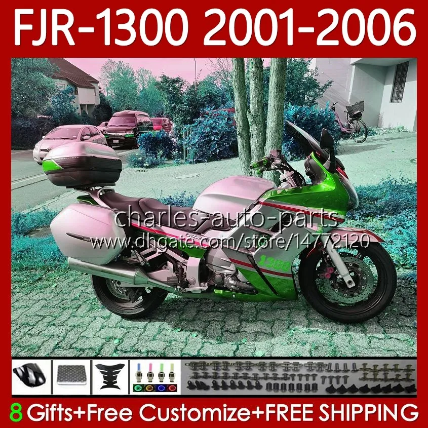 ヤマハFJR-1300 FJR1300A FJR 1300 FJR1300A FJR 1300 A CC 2001-2006 BODYWORK 106NO.124 FJR1300 01 02 03 04 05 06 FJR-1300A Green Silver 2001 2002 2002 2002 2002 2002 2006 OEMフェアリング