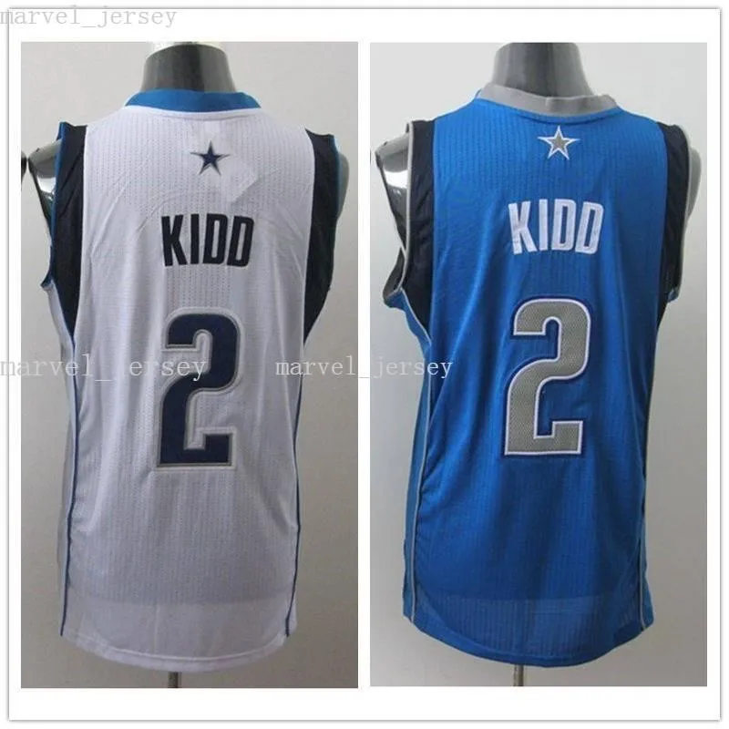 Gestikte custom #2 Kidd geborduurde jersey wit blauw dames jeugd heren basketbal jerseys XS-6XL NCAA