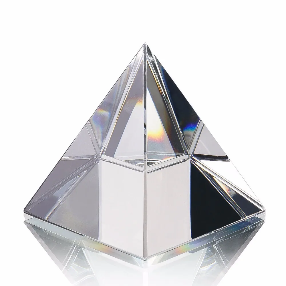 HD 3.9 '' Energy Healing Egitto Cristallo egiziano Piramide di vetro Clear Rare Cristalli Feng Shui Ornamenti artigianali per la decorazione domestica T200710