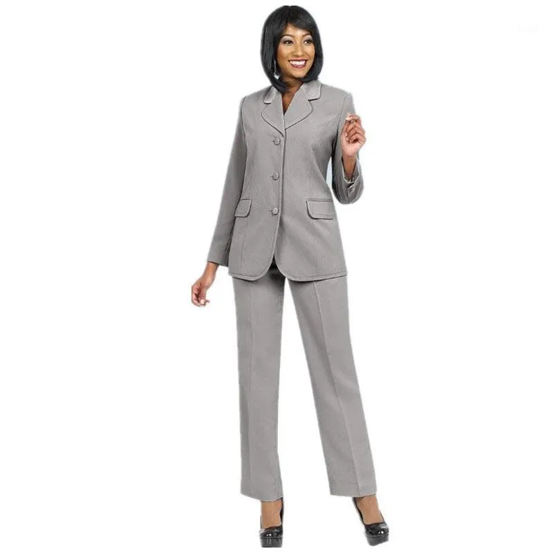 Dames tweedelige broek Gray Women Pant Suit Formal Ladies Business Suits Office Work Wear Female for Weddings Custom Made1