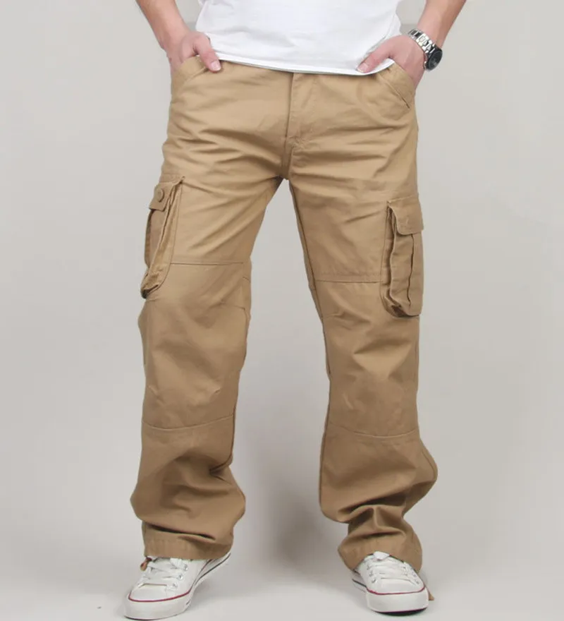 30-44 плюс размер высокого качества мужские грузовые брюки повседневные мужские трусики много карманные военные тактические длинные полнометражные брюки LJ201007