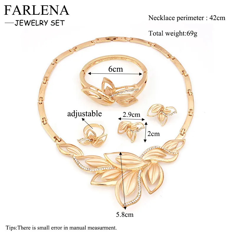NEUE Afrikanische Perlen Schmuck Set Gold Farbe Klar Österreichischen Kristall Frauen Hochzeit Halskette Armband Ohrring Ring 201222255U