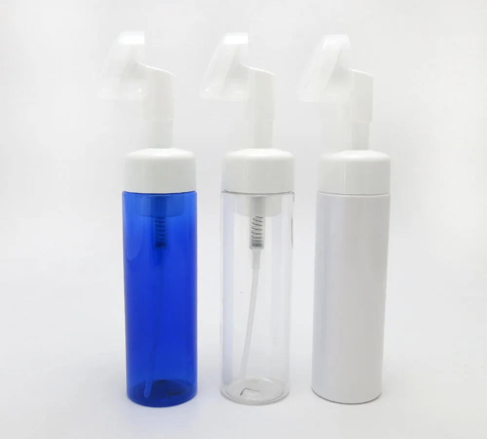 200ml Soap Foaming cream bottle with silicone brush head cleansing mousse foam pump Dispenser plastic cosmetic container