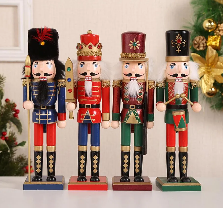 30 cm in legno natale schiacciatori soldati burattini Zakka creativo decorazione desktop grande dimensione ornamenti natalizi di natale disegno noci soldier