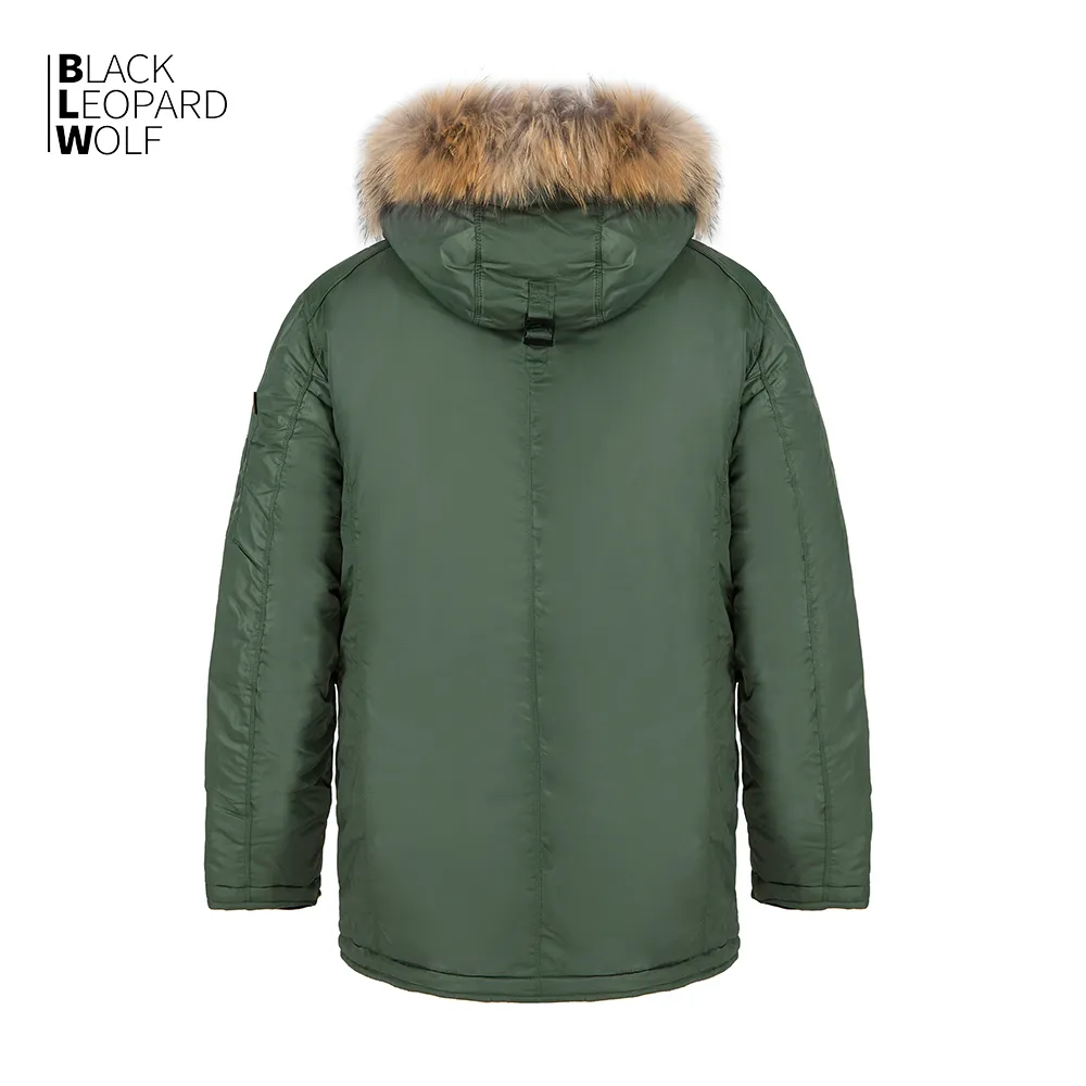 Enos Herren Winterjacke Blau Mit Fell Blauer Pelzkragen