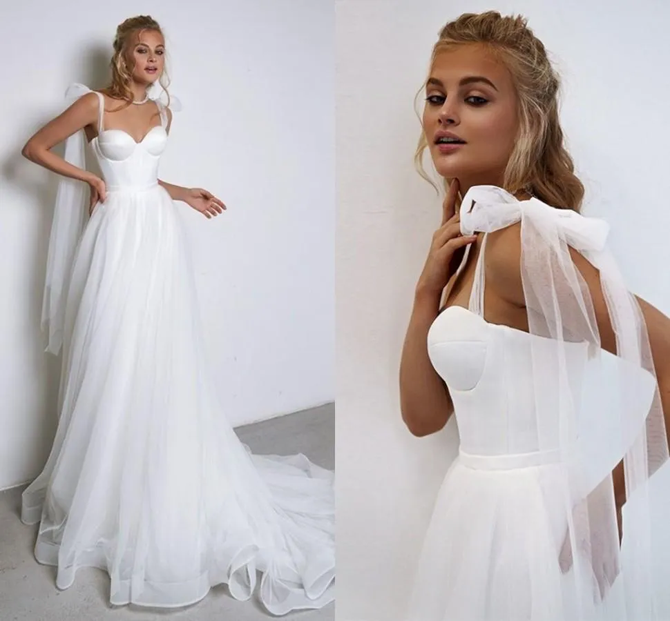 우아한 간단한 얇은 명주 그물 플러스 사이즈 웨딩 드레스 신부 가운 스파게티 스트랩 연인 층 길이 계층화 된 결혼 두 번째 리셉션 드레스 맞춤 제작