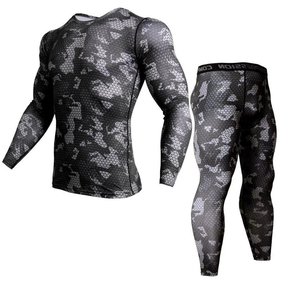 thermal underwear rash guard kit MMA Compression Apparel leggings men unionsuit Bodybuilding T-Shirt camouflage tracksuit men LJ201123