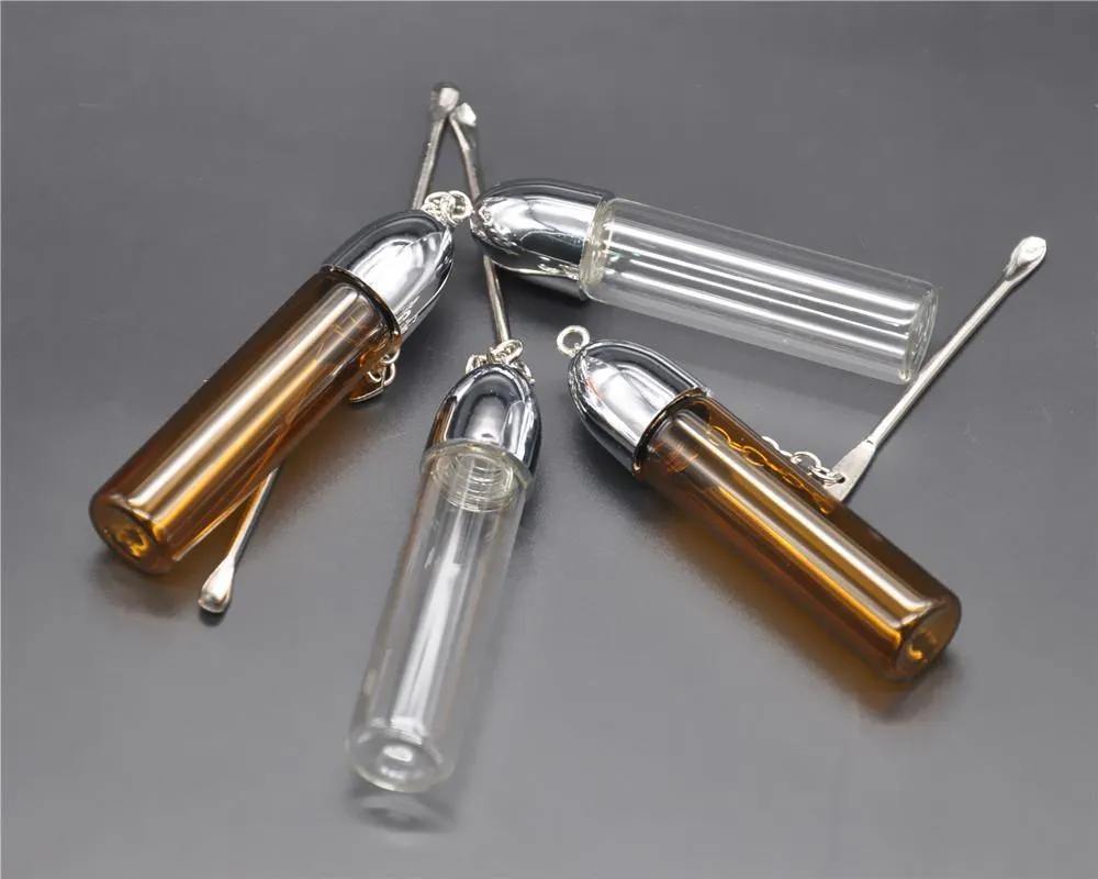 Glass Bottle Snuff H.72mm Dispenser Bullet Rocket Snorter Pill bottle Box Snuff Snorter Case Sniff With Metal Scrapper