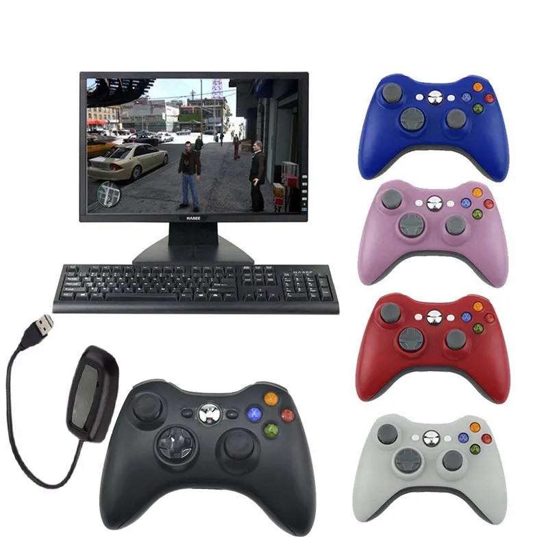 2.4G Microsoft Xbox 360 Console GamePad Game Remote Controller Joystick with PC Reciever free DHLの2.4Gワイヤレスコントローラー