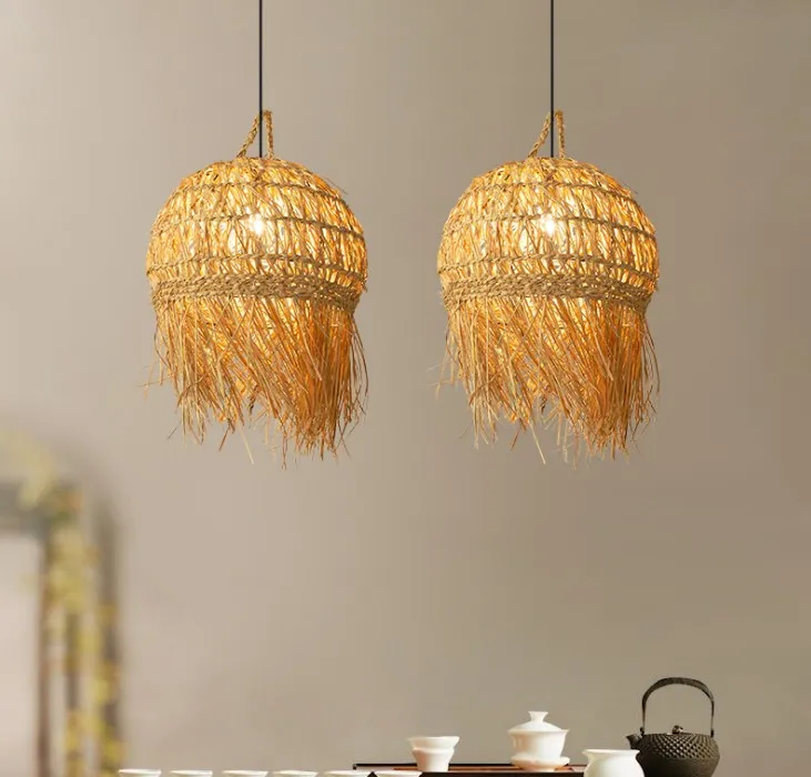 Japoński styl kreatywny spersonalizowany bambusowy żyrandol, chiński lampa Zen, herbata, restauracja, b, b, sztuka retro rattan lampa cień