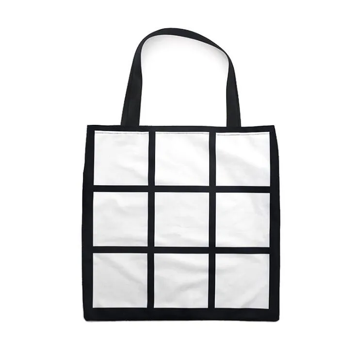 Sublimation Blanks Polyester Panel Tote Bags Blank Shopping Bag for Heat Press Sublimation Custom Personalised Sublimation Photo 9 Panel