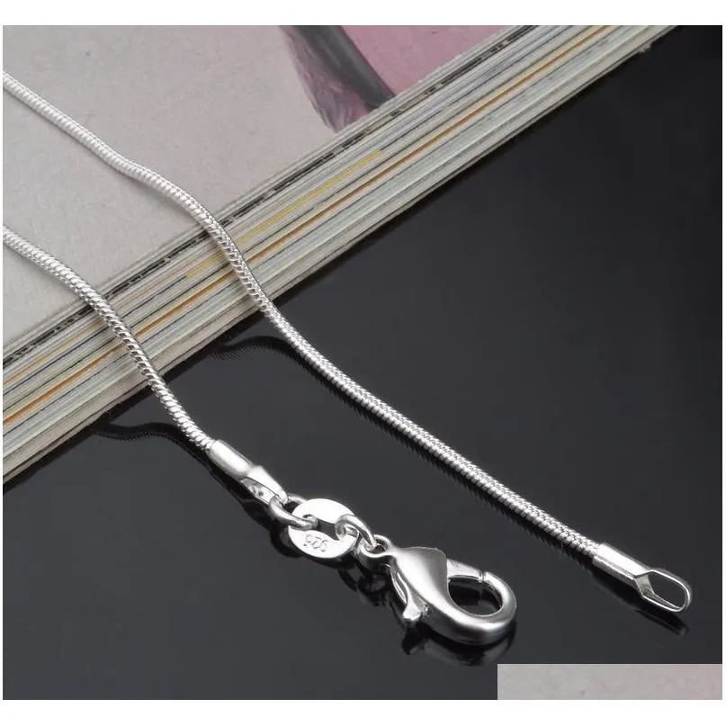 1MM 2MM 925 Sterling Silver Snake Chains choker Necklaces Jewelry in Bulk Optional Size 16 18 20 22 24 26 28 30 inches