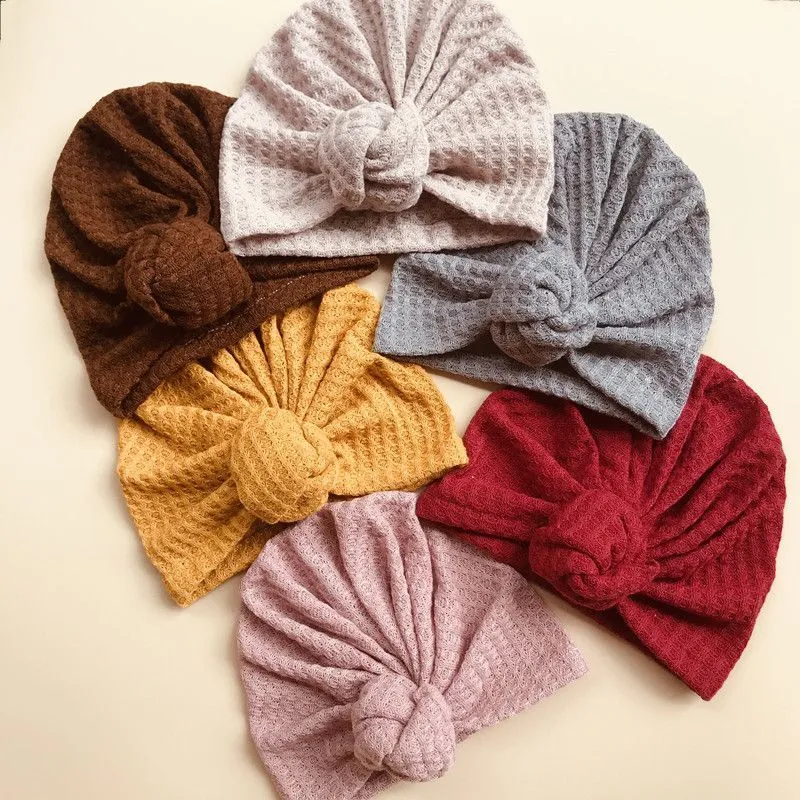 Baby-Haar-Accessoires, Waffelknoten-Haarschleife, Babes-Mütze, Mütze, Mütze, Mädchen, warme indische Mütze, Baby-Bandanas, Turban-Stirnband