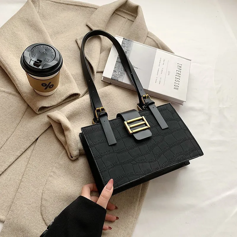 Designer- Kvinnors handväska Enkel högkvalitativ designer Höst och vinter damer PU Läder Shopping Travel Shoulder Bag