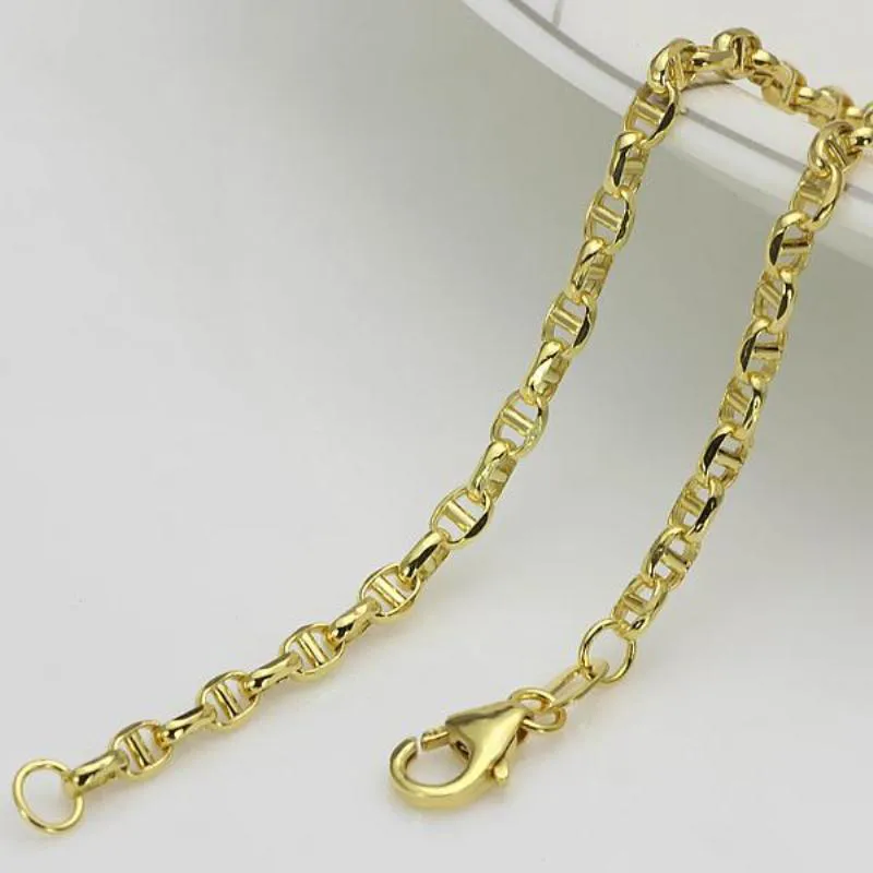 アクセサリー Saudi Gold 18K/ AU750 Exquisite Au750 18K Yellow Gold Studded Link Chain Necklace