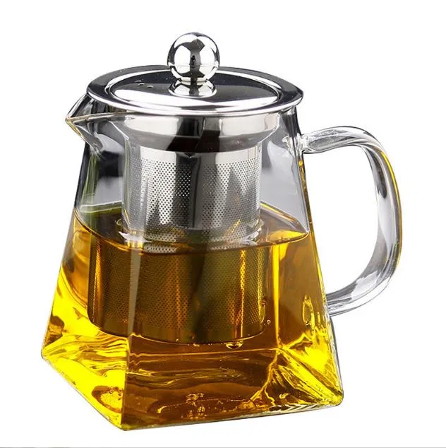 2022 Novo Transparente Borossilicato Borossilicato Bule Infuser Infuser Infuser Infuser Filtro de Chá Conjunto Resistente ao Calor Folha Solta Potenciômetro de Chá