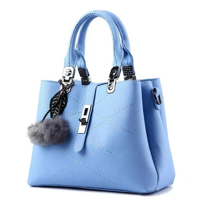 HBP Borduurwerk Messenger Bags Dames Lederen Handtassen Voor Vrouw Sac Een Main Dames Haarbal Handtas Tote Rosered GreySkyBlue 6666