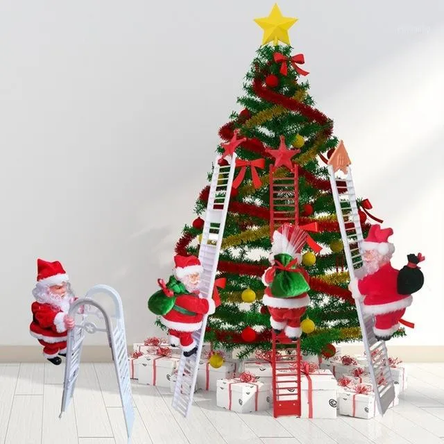 Christmas Decorations Window Red Ladder Santa Claus Home Children's Gifts Toys1