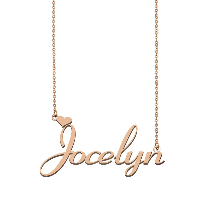 Jocelyn nombre collares colgante personalizado personalizado para mujeres niñas niños mejores amigos Regalos para madres Joyería de acero inoxidable chapada en oro de 18 quilates