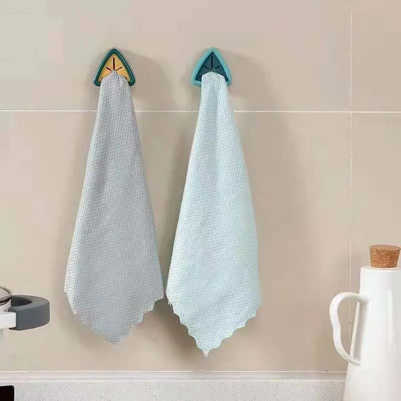 Kökshandduk krokar Washcloth Plug Hook Punch Free Rag Handduk Förvaring Toalett Badrum Krok Klistermärke