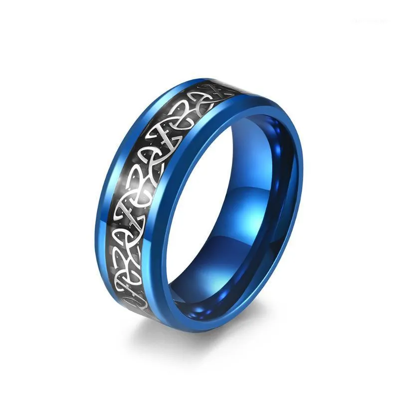 Klaster pierścienie Ze Stali Nierdzewnej Niebieski 8mm Celtics Knot Dla Mężczyzn Kobiety Wesele Zaręczyny Rocznica Obietnica Miłość Gift1